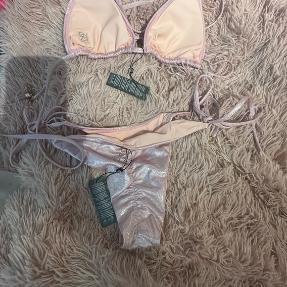 Baby Pink Shimmer Bikini Set - Picture 2 of 2